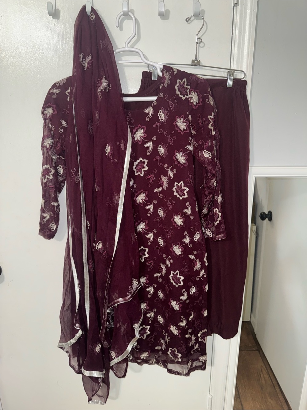 Embroidered Maroon Salwar Kameez Set with Dupatta